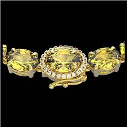 45.25 ctw Citrine & VS/SI Diamond Necklace 14K Yellow Gold - REF-223R6K - SKU:40263