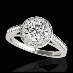 1.45 ctw H-SI/I Diamond Solitaire Halo Ring 10K White Gold - REF-197M7F - SKU:33796