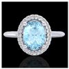 1.50 ctw Aquamarine & VS/SI Diamond Ring Halo 18K White Gold - REF-54H2M - SKU:21001