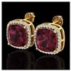 12 ctw Garnet & Halo VS/SI Diamond Earrings 18K Yellow Gold - REF-88R2K - SKU:23065