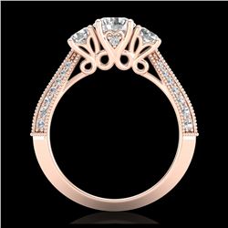 1.81 ctw VS/SI Diamond Art Deco 3 Stone Ring 18K Rose Gold - REF-225M2F - SKU:37146