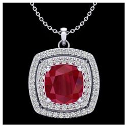 2.52 ctw Ruby & VS/SI Diamond Necklace 18K White Gold - REF-70V9Y - SKU:20461