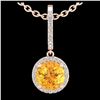 Image 2 : 2 ctw Citrine & VS/SI Diamond Necklace 14K Rose Gold - REF-44Y7X - SKU:23193