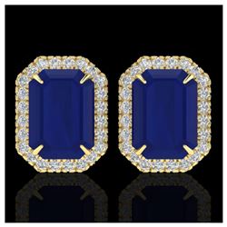 14 ctw Sapphire And VS/SI Diamond Earrings 18K Yellow Gold - REF-136W4H - SKU:21234
