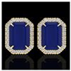 14 ctw Sapphire And VS/SI Diamond Earrings 18K Yellow Gold - REF-136W4H - SKU:21234