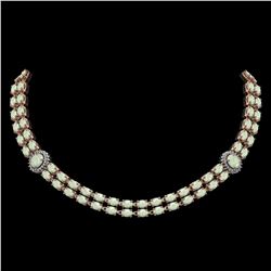 30.05 ctw Opal & Diamond Necklace 14K Rose Gold - REF-440M4F - SKU:44184