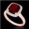 Image 2 : 3 ctw Garnet & VS/SI Diamond Ring 14K Rose Gold - REF-43Y6X - SKU:22844