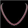 34.11 ctw Ruby & Diamond Halo Necklace 10K White Gold - REF-672F7N - SKU:40403
