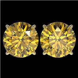 5 ctw Intense Yellow Diamond Stud Earrings 10K Yellow Gold - REF-1380H2M - SKU:33152