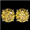 Image 1 : 5 ctw Intense Yellow Diamond Stud Earrings 10K Yellow Gold - REF-1380H2M - SKU:33152