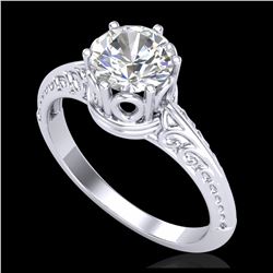 1 ctw VS/SI Diamond Art Deco Ring 18K White Gold - REF-361X8R - SKU:37250