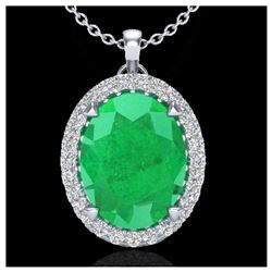 2.75 ctw Emerald & VS/SI Diamond Halo Necklace 18K White Gold - REF-60K2W - SKU:20587