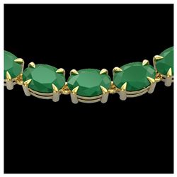 68 ctw Emerald Eternity Necklace 14K Yellow Gold - REF-272V7Y - SKU:23402