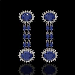 10.23 ctw Sapphire & Diamond Earrings 14K White Gold - REF-163W5H - SKU:44288