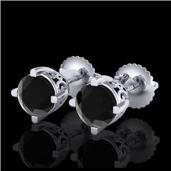 1.50 ctw Fancy Black Diamond Art Deco Stud Earrings 18K White Gold - REF-70X9R - SKU:38066