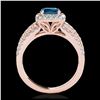 Image 2 : 2 ctw SI Blue Diamond Solitaire Halo Ring 10K Rose Gold - REF-135M2F - SKU:34004