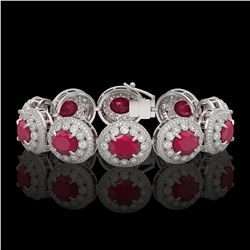 49.17 ctw Ruby & Diamond Bracelet 14K White Gold - REF-1369F3N - SKU:43712