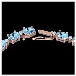 24 ctw Aquamarine & VS/SI Diamond Eternity Necklace 10K Rose Gold - REF-243F5N - SKU:21583
