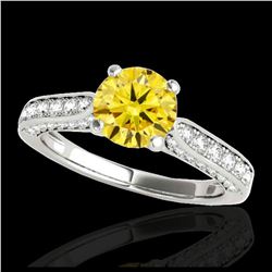 1.60 ctw SI/I Fancy Intense Yellow Diamond Ring 10K White Gold - REF-197W7H - SKU:34923