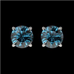 1.03 ctw Intense Blue Diamond Stud Earrings 10K White Gold - REF-87Y2X - SKU:36590