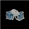 Image 3 : 1.03 ctw Intense Blue Diamond Stud Earrings 10K White Gold - REF-87Y2X - SKU:36590