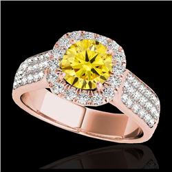 1.80 ctw SI/I Fancy Intense Yellow Diamond Ring 10K Rose Gold - REF-211W4H - SKU:34068