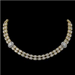 29.98 ctw Rare Oval Diamond Necklace 18K Yellow Gold - REF-3584V9Y - SKU:46196