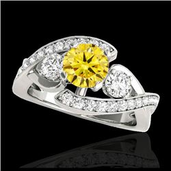 1.76 ctw SI Intense Yellow Diamond Bypass Ring 10K White Gold - REF-216F8N - SKU:35043
