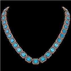 79.01 ctw Swiss Topaz & Diamond Halo Necklace 10K Rose Gold - REF-836R4K - SKU:41508
