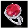 Image 2 : 12 ctw Ruby & VS/SI Diamond Ring 18K White Gold - REF-143F6N - SKU:20965
