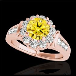 1.90 ctw SI/I Fancy Intense Yellow Diamond Ring 10K Rose Gold - REF-216R8K - SKU:34300