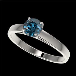 0.73 ctw Intense Blue Diamond Ring 10K White Gold - REF-70N5A - SKU:36485