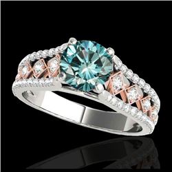 1.45 ctw SI Blue Diamond Solitaire Ring 10K White & Rose Gold - REF-130M9F - SKU:35283
