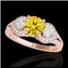 Image 1 : 1.45 ctw SI/I Fancy Intense Yellow Diamond 3 Stone Ring 10K Rose Gold - REF-204H5M - SKU:35339