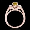 Image 2 : 1.45 ctw SI/I Fancy Intense Yellow Diamond 3 Stone Ring 10K Rose Gold - REF-204H5M - SKU:35339