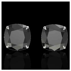 12 ctw Cushion Black VS/SI Diamond Earrings 18K White Gold - REF-290Y9X - SKU:21775