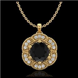 1.01 ctw Fancy Black Diamond Art Deco Stud Necklace 18K Yellow Gold - REF-80K2W - SKU:37970