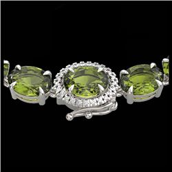35.25 ctw Green Tourmaline & VS/SI Diamond Necklace 14K White Gold - REF-340X2R - SKU:40271