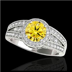 1.50 ctw SI/I Fancy Intense Yellow Diamond Ring 10K White Gold - REF-211A4V - SKU:34076
