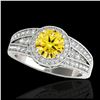 1.50 ctw SI/I Fancy Intense Yellow Diamond Ring 10K White Gold - REF-211A4V - SKU:34076