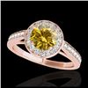 1.45 ctw SI/I Fancy Intense Yellow Diamond Ring 10K Rose Gold - REF-197M7F - SKU:33804
