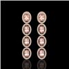 6.09 ctw Morganite & Diamond Halo Earrings 10K Rose Gold - REF-125H5M - SKU:40515
