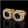 2.75 ctw Fancy Black Diamond Art Deco Stud Earrings 18K Yellow Gold - REF-178M2F - SKU:38285