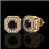 Image 2 : 2.75 ctw Fancy Black Diamond Art Deco Stud Earrings 18K Yellow Gold - REF-178M2F - SKU:38285