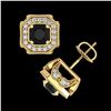 Image 3 : 2.75 ctw Fancy Black Diamond Art Deco Stud Earrings 18K Yellow Gold - REF-178M2F - SKU:38285