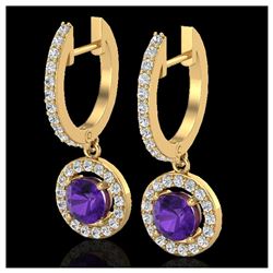 1.75 ctw Amethyst & VS/SI Diamond Earrings 18K Yellow Gold - REF-86R2K - SKU:23247