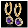 1.75 ctw Amethyst & VS/SI Diamond Earrings 18K Yellow Gold - REF-86R2K - SKU:23247