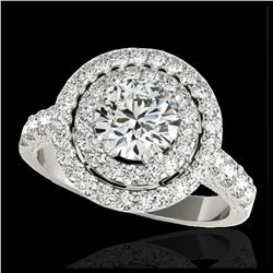 3 ctw H-SI/I Diamond Solitaire Halo Ring 10K White Gold - REF-321V7Y - SKU:34220