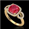Image 2 : 3.15 ctw Ruby & VS/SI Diamond Ring 18K Yellow Gold - REF-76X7R - SKU:23009