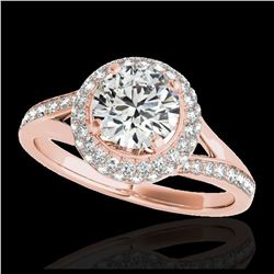 1.85 ctw H-SI/I Diamond Solitaire Halo Ring 10K Rose Gold - REF-250F9N - SKU:34124